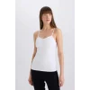 Defacto N6090 Beyaz Pedli Pamuklu Askılı Beyaz Atlet-Fall in Love