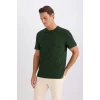 Defacto V7699 Yeşil %100 Pamuk New Regular Fit Bisiklet Yaka Basic Düz Kısa Kollu Tişört