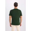 Defacto V7699 Yeşil %100 Pamuk New Regular Fit Bisiklet Yaka Basic Düz Kısa Kollu Tişört