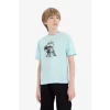 Defacto E6316 Turkuaz Erkek Çocuk Bisiklet Yaka Baskılı Kısa Kollu Tişört