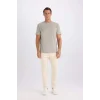 Defacto V7699 Haki %100 Pamuk New Regular Fit Bisiklet Yaka Basic Düz Kısa Kollu Tişört