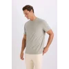 Defacto V7699 Haki %100 Pamuk New Regular Fit Bisiklet Yaka Basic Düz Kısa Kollu Tişört