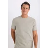 Defacto V7699 Haki %100 Pamuk New Regular Fit Bisiklet Yaka Basic Düz Kısa Kollu Tişört