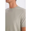 Defacto V7699 Haki %100 Pamuk New Regular Fit Bisiklet Yaka Basic Düz Kısa Kollu Tişört