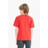 Defacto E0170 Kırmızı Erkek Çocuk Bisiklet Yaka Baskılı Kısa Kollu Tişört