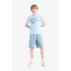 Defacto B5867 Mavi Erkek Çocuk Beli Lastikli Basic Düz Şort
