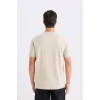 Defacto V7699 Bej %100 Pamuk New Regular Fit Bisiklet Yaka Basic Düz Kısa Kollu Tişört
