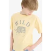 Defacto F0181 Sarı Erkek Çocuk Bisiklet Yaka Baskılı Kısa Kollu Tişört