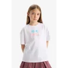 Defacto E6742 Beyaz Kız Çocuk Oversize Geniş Kalıp Bisiklet Yaka Sırt Baskılı Kısa Kollu Tişört