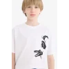 Defacto E0173 Beyaz Erkek Çocuk Bisiklet Yaka Baskılı Kısa Kollu Tişört