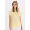 Defacto E2791 Sarı Regular Fit Bisiklet Yaka Penye Kısa Kollu Tişört