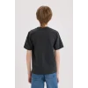 Defacto E0165 Antrasit Erkek Çocuk Bisiklet Yaka Baskılı Kısa Kollu Tişört