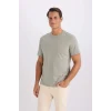 Defacto V7699 Gri %100 Pamuk New Regular Fit Bisiklet Yaka Basic Düz Kısa Kollu Tişört