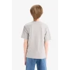 Defacto E0180 Gri Erkek Çocuk Bisiklet Yaka Baskılı Kısa Kollu Tişört