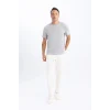 Defacto V7699 Gri %100 Pamuk New Regular Fit Bisiklet Yaka Basic Düz Kısa Kollu Tişört