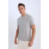 Defacto V7699 Gri %100 Pamuk New Regular Fit Bisiklet Yaka Basic Düz Kısa Kollu Tişört