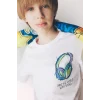 Defacto F0177 Beyaz Erkek Çocuk Bisiklet Yaka Baskılı Kısa Kollu Tişört