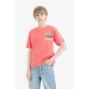 Defacto E0185 Kırmızı Erkek Çocuk Bisiklet Yaka Baskılı Kısa Kollu Tişört