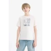 Defacto E0182 Beyaz Erkek Çocuk Bisiklet Yaka Baskılı Kısa Kollu Tişört