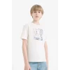 Defacto E0182 Beyaz Erkek Çocuk Bisiklet Yaka Baskılı Kısa Kollu Tişört
