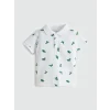 LCW Kids Beyaz Polo Yaka Baskılı Erkek Çocuk Tişört