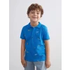 LCW Kids Mavi Polo Yaka Baskılı Erkek Çocuk Tişört