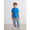 LCW Kids Mavi Polo Yaka Baskılı Erkek Çocuk Tişört