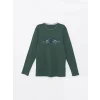 LCWAIKIKI Classic Yeşil Bisiklet Yaka Uzun Kollu Baskılı Erkek Sweatshirt