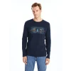 LCWAIKIKI Classic Lacivert Bisiklet Yaka Uzun Kollu Baskılı Erkek Sweatshirt