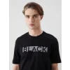 XSIDE Siyah Bisiklet Yaka Baskılı Penye Erkek Tişört