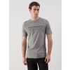 LCWAIKIKI Classic Gri Bisiklet Yaka Kısa Kollu Baskılı Penye Erkek Tişört