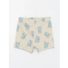 LCW baby Bej Bisiklet Yaka Kısa Kollu Baskılı Erkek Bebek Şortlu Pijama Takımı
