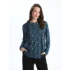 LCW Grace Lacivert Bağlamalı Yaka Desenli Kadın Bluz