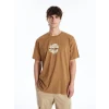 XSIDE Kahverengi Bisiklet Yaka Kısa Kollu Baskılı Penye Erkek Tişört