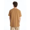 XSIDE Kahverengi Bisiklet Yaka Kısa Kollu Baskılı Penye Erkek Tişört