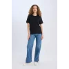 Defacto D9592 Siyah Regular Fit Bisiklet Yaka Basic Düz Kısa Kollu Siyah Tişört