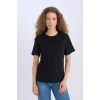 Defacto D9592 Siyah Regular Fit Bisiklet Yaka Basic Düz Kısa Kollu Siyah Tişört