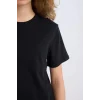 Defacto D9592 Siyah Regular Fit Bisiklet Yaka Basic Düz Kısa Kollu Siyah Tişört