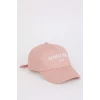 Defacto D9477 Pembe Kadın Etiket Baskılı Dokuma Beyzbol Basketbol Şapkası