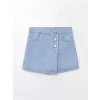 LCW Kids Indigo Beli Lastikli Kız Çocuk Jean Şort Etek