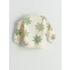 LCW baby Ekru Çiçekli Kız Bebek Sweatshirt ve Pantolon 2li Takım