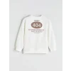 LCW Kids Bej Bisiklet Yaka Kız Çocuk Sweatshirt
