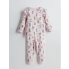 LCW Kids Pembe Bisiklet Yaka Çiçekli Kız Bebek Pijama Takımı