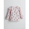 LCW Kids Pembe Bisiklet Yaka Çiçekli Kız Bebek Pijama Takımı