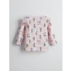 LCW Kids Pembe Bisiklet Yaka Çiçekli Kız Bebek Pijama Takımı