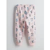 LCW Kids Pembe Bisiklet Yaka Çiçekli Kız Bebek Pijama Takımı