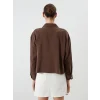 LCWAIKIKI Classic Kahverengi Gömlek Yaka Oversize Kadın Ceket