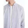 LCW Vision Mavi Slim Fit Uzun Kollu Çizgili Gömlek