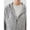 LCWAIKIKI Classic Gri Kapüşonlu Oversize Kadın Fermuarlı Sweatshirt