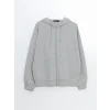 LCWAIKIKI Classic Gri Kapüşonlu Oversize Kadın Fermuarlı Sweatshirt